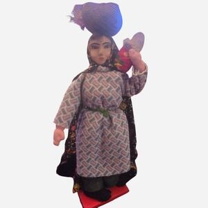 1960s‎ Mexican folk art doll, 10" tall